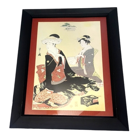 Utamaro Ukio-e Ha Gashu Matted and Framed Vintage Woodblock Print - Picture 2 of 4